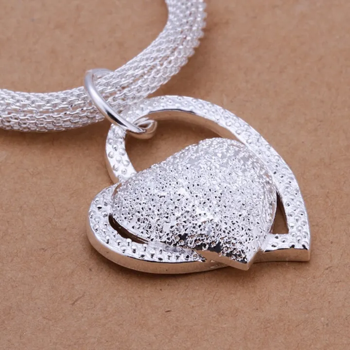DOTEFFIL%20925%20Sterling%20Silver%20Gorgeous%20Charm%20Fashion%20Charm%20Heart%20Wedding%20Lady%20Love%20Necklace%20Noble%20Luxury%2018%20Inches%20Silver%20Jewelry%20-%20Image%202