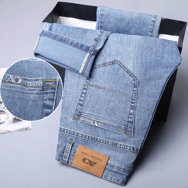 2024%20Spring%20and%20Summer%20Thin%20Men's%20Light%20Blue%20Jeans%20Classic%20Style%20Business%20Fashion%20Stretch%20Fabric%20Straight%20Pants%20Male%20Brand%20-%20Image%205