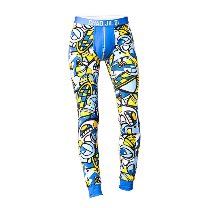 Men's long Johns thermal pants cotton thin winter personality bottom-line pants trend youth cotton pants slim underpants