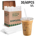 30/60PCS Disposable Plastic Straws Boba Milkshake Juice Tea Straight Tube Straw Party Christmas Day Use. 