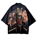 Japanese Cat Samurai Haori Kimono Cardigan Men Women Ukiyo-e Style Anime Cosplay Kimono Open Front Streetwear Harajuku Coat. 