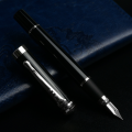 STONEGO 0.38mm Extra Fine Nib Fountain Pen, Black Metal Calligraphy Writing Gift Pen. 