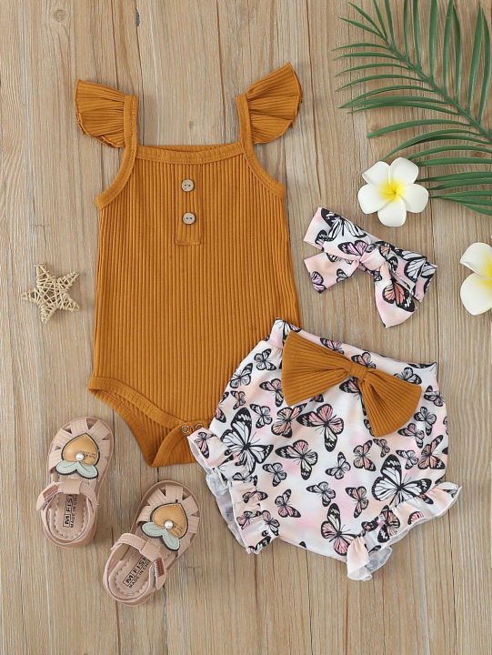 Newborn%20Cute%20Baby%20Girl%20Clothes%20Set%20Sleeveless%20Bodysuit%20Butterfly%20Printed%20Shorts%203Pcs%20Summer%20Clothing%20Suit%20Baby%20Girl%20Clothes%20-%20Image%202
