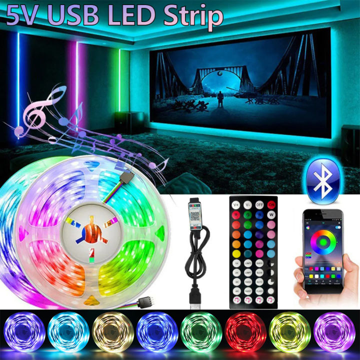 RGB USB LED Strip, APP with 44 Key Remote Control, Suitable for Bedroom, Living Room, Kitchen, Esports Decoration Night Light
