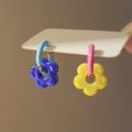 Colorful Enamel Flower Metal Alloy Ear Buckle Dopamine Sweet Earrings Girls Birthday Party Friendship Jewelry . 