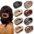 Leopard Matte Fashion Oval Hair Claw Clip for Women New Design Curved Flat Styling Barrettes Acrylic Lying down Hair Accessories. 