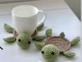 Turtle Coasters Customised Handmade Crocheted (Set of 6). 