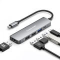 Lemorele TC101 5-in-1 USB C Hub 4K HDMI Docking Station 100W PD USB 3.0 5Gbps for MacBook/// Aluminum Dock.