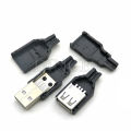 10pcs Type A Male Female USB 4 Pin Plug Socket Connector With Black Plastic Cover Type-A DIY Kits. 