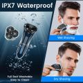 Electric Razor for Men, SweetLF 100% Waterproof Electric Shaver, Type C Rechargeable, Wet & Dry Rotary Shavers for Men with Pop-up Trimmer, Corded and Cordless, Navy Blue. 