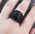 A Beautiful Silver Black Gold Italian Ring For Men/Women Black Apoxy Head Unisex. 