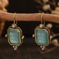 Elegant Vintage Geometric Pearl Pendant Drop Earrings Women Exquisite Hanging Piercing Earring Wed Bridal Jewelry Gift.