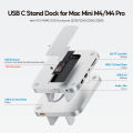 PULWTOP Vertical Mac Mini M4 Dock with 4TB SSD Enclosure, USB A/C 3.2 10 Gbps, USB A 2.0, SD/TF, Audio for Mini M4 / M4 Pro 2024. 