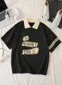 Women's POLO shirt, fashionable and trendy English letter print for spring and summer，Easter, suitable for casual sports wear. 
