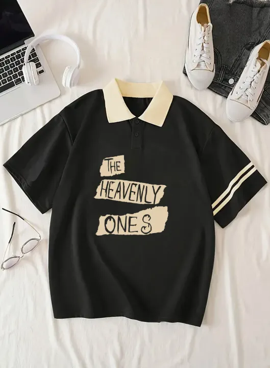 Women's POLO shirt, fashionable and trendy English letter print for spring and summer，Easter, suitable for casual sports wear