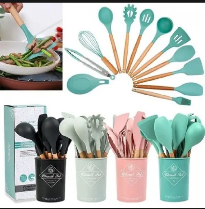 12Pcs%20Silicone%20Cooking%20Utensils%20Set%20Wooden%20Handle%20Kitchen%20Cooking%20Tool%20Non-stick%20Cookware%20Spatula%20Shovel%20Egg%20Kitchenware%20Beaters%20-%20Image%204