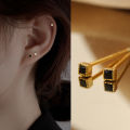 New Korean Small Stud Piercing Tragus Bone Earrings For Women Cartilage Square Imitation Zircon Ear Studs Girls Party. 