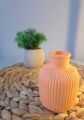 Concrete Decor Vase - Mini Ribbed Turbine Rounded Vase(Size 10*6 cm). 