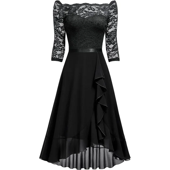 Evening%20Formal%20Dresses%20For%20Women%20Dark%20Blue%20Summer%20Dress%20Lace%20Irregular%20Large%20Skirt%20Wedding%20Guest%20Women%20Blouses%20Dressy%20Robe%20Femme%20-%20Image%204