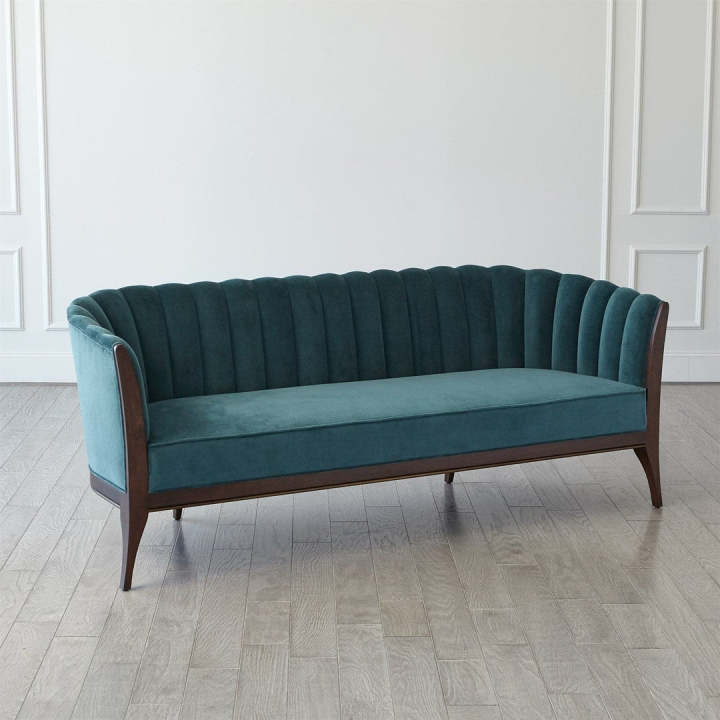 Silver Orchid Puffy Vertical Channel Tufted Velvet Loveseat