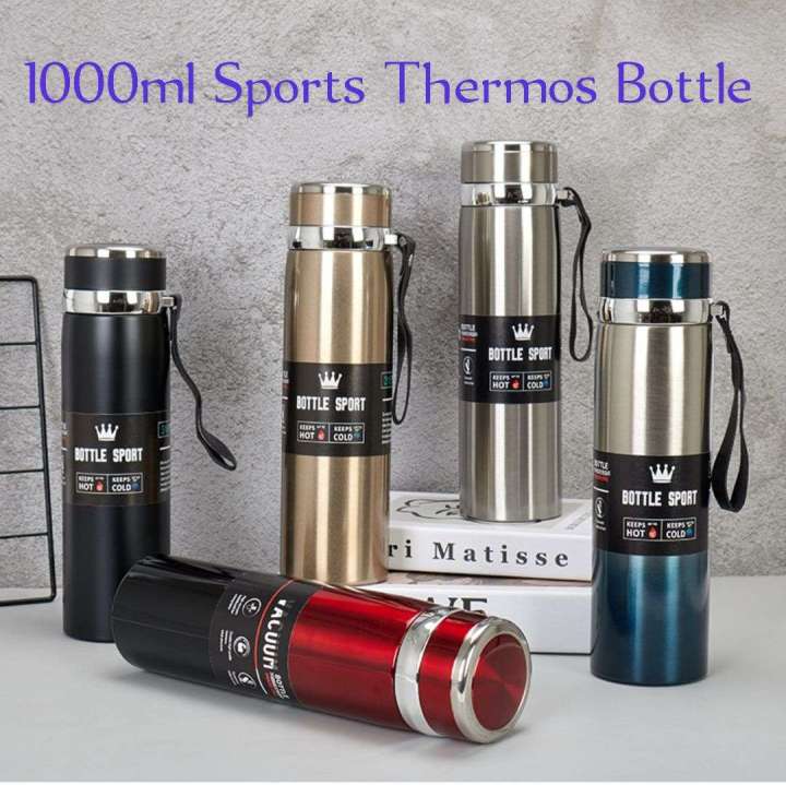 Sports 1000ml Stainless Steel Water Bottle for Men Women Kids | Thermos Flask | Reusable Leak-Proof Thermosteel for Home Office Gym Fridge Travelling (1 Liters)