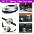 20 Teeth GT2 Timing Pulley Shaft Hole 8mm Aluminum GT2 Timing Pulley 8mm Bore 20 Tooth 6mm Wide Timing Belt For CNC 3D Printer. 