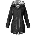 Womens Waterproof Raincoat Casual Basic Outdoors Trench Lightweight Drawstring Jackets Hiking Clothes for Women. 