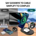 3 In 1 Magnetic Wireless Charger Stand For iPhone 16 15 14 13 Pro Apple Watch 9 8 Airprods 3 In 1 Macsafe Fast Charging Station.