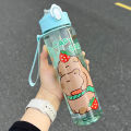 750 mL Kapibala  Cute Children's Straw Bottle High-value  | Student Portable Cartoon Water Bottle with Lanyard. 