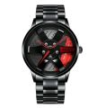 Mens fashion  car wheel rotating  steel watch Baisheng steel rotating watch. 