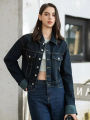 HH Women Fashion Denim Set Casual Lapel Long Sleeve Crop Jacket Buttons Female Vintage Wide Leg Loose Jeans Long Pants.