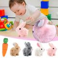 Plush Simulation Bunny Rabbit Animal Toy With Jumping Running Shake Ears Speak Mouth Automatic -18'×10'×19'cm. 