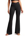 Crossover Flare Leggings for WomenHigh Waist V Cross Bootcut Bell Bottoms Tummy Control Yoga Pants.
