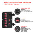 24V 12V 6 Buttons Switch Panel With Digital Voltmeter Tester USB Chargers 3.0 Light Toggle Car Power Adapter Marine Boat Caravan. 