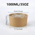 10/20PCS Disposable Covered Kraft Paper Bowl Fruit Salad Picnic Bento Takeaway Kitchen Packaging Box Circular Food Container.