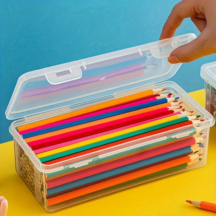 2pcs%20Large%20Capacity%20Transparent%20Plastic%20Pencil%20Boxes,%20Portable%20Tension%20Mount%20Storage%20Organizer%20for%20Oil%20Pastels,%20Crayons%20-%20Image%205