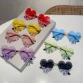 KAMMPT 1/2 Pairs Heart Shaped Sunglasses with Rhinestones Women Fashion Rimless Rave Shades Trendy Original Design Sun Glasses. 