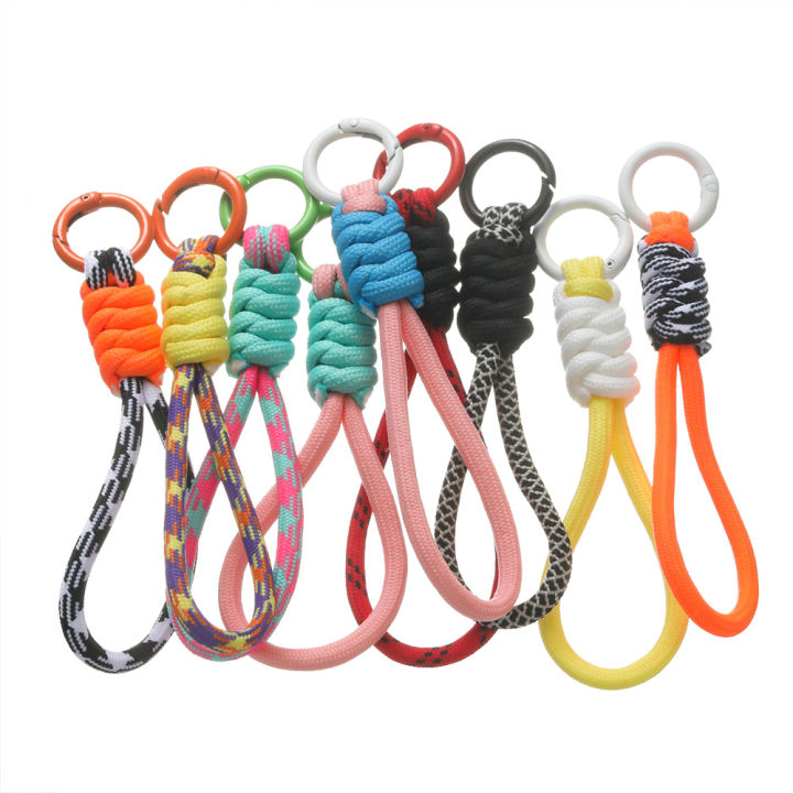 1pc Colorful Braided Lanyard Keychain for Phone Case Women Anti Lost Knot Rope Strap Car Key Chains Diy Accessories Keyring