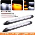 2x Car DRL LED Daytime Running Light Flow Yellow Turn Signal White Waterproof Headlight Strip Sequential Light Universal.