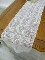 White small rose lace table flag with rustic romantic style suitable for living room dining table. 