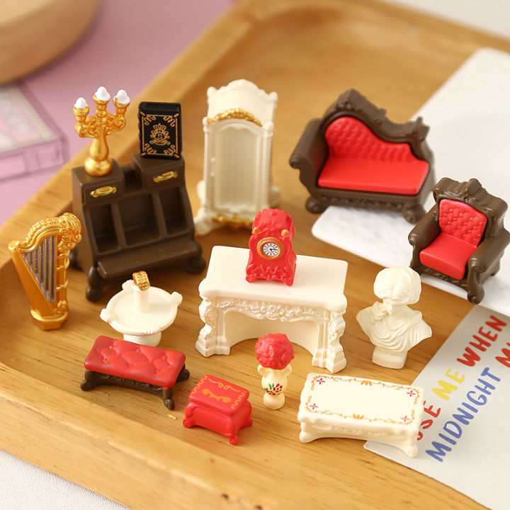 1/12 Dollhouse Simulation Mini Furniture Model Dollhouse Living Room Scene Decoration Dolls House Ornament Pretend Play Toys