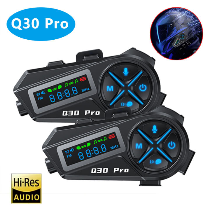 Q30 Pro Summer Motorcycle Helmet Bluetooth Intercom   LED HD Digital Display Music Sharing Intercom Distance 500 Meters