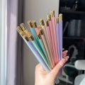 5 Pairs Dishwasher Safe Fiberglass Chopsticks Set,9.57 Inch Reusable Japanese Chinese Chopsticks , Non-Slip, Easy to Use. 