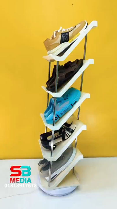 Vertical Shoe Organizer (TH : 198) 5 Layer Vertical Shoe Rack Space Saving Cabinet With Strong Load Bearing Aluminum Stand