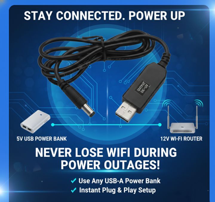 Usb To 12v Router USB 5 to 12V DC Step-Up Converter Cable for WiFi Router - Power Bank to ...