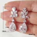 Huitan Crystal Drop Earrings with Bling Bling Cubic Zirconia Temperament Women Earrings High Quality Silver Color Trendy Jewelry.