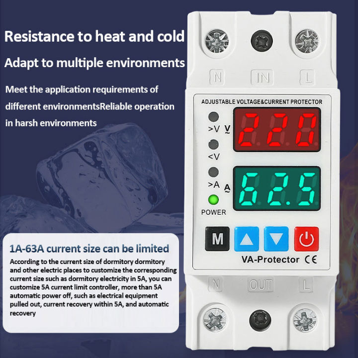 40A/63A%20Din%20Rail%20230V%20Adjustable%20Over%20Voltage%20and%20Under%20Voltage%20Protective%20Device%20Protector%20Relay%20Limit%20Over%20Current%20Protection%20-%20Image%205