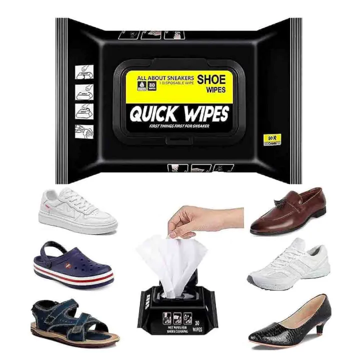 Shoes Cleaning Wipes For Unisex Pack Of 80 - All Season Shoe Cleaner Tissue Paper, Premium Cleaning Wipes, White