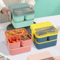 1100ML/1800ML 2 layer Compartment Lunch Box For Kids With Fork and Spoon Microwave Bento Boxes Portable Food Storage Container. 