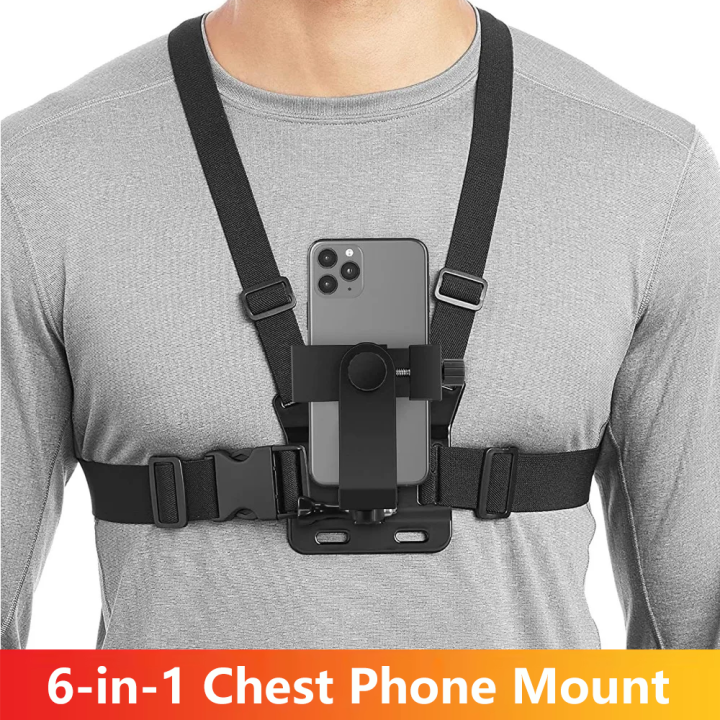 6-in-1 Chest Strap Mount Phone Clip Holder For iPhone Smartphones SJCAM AKASO Insta360 Osmo Action Camera